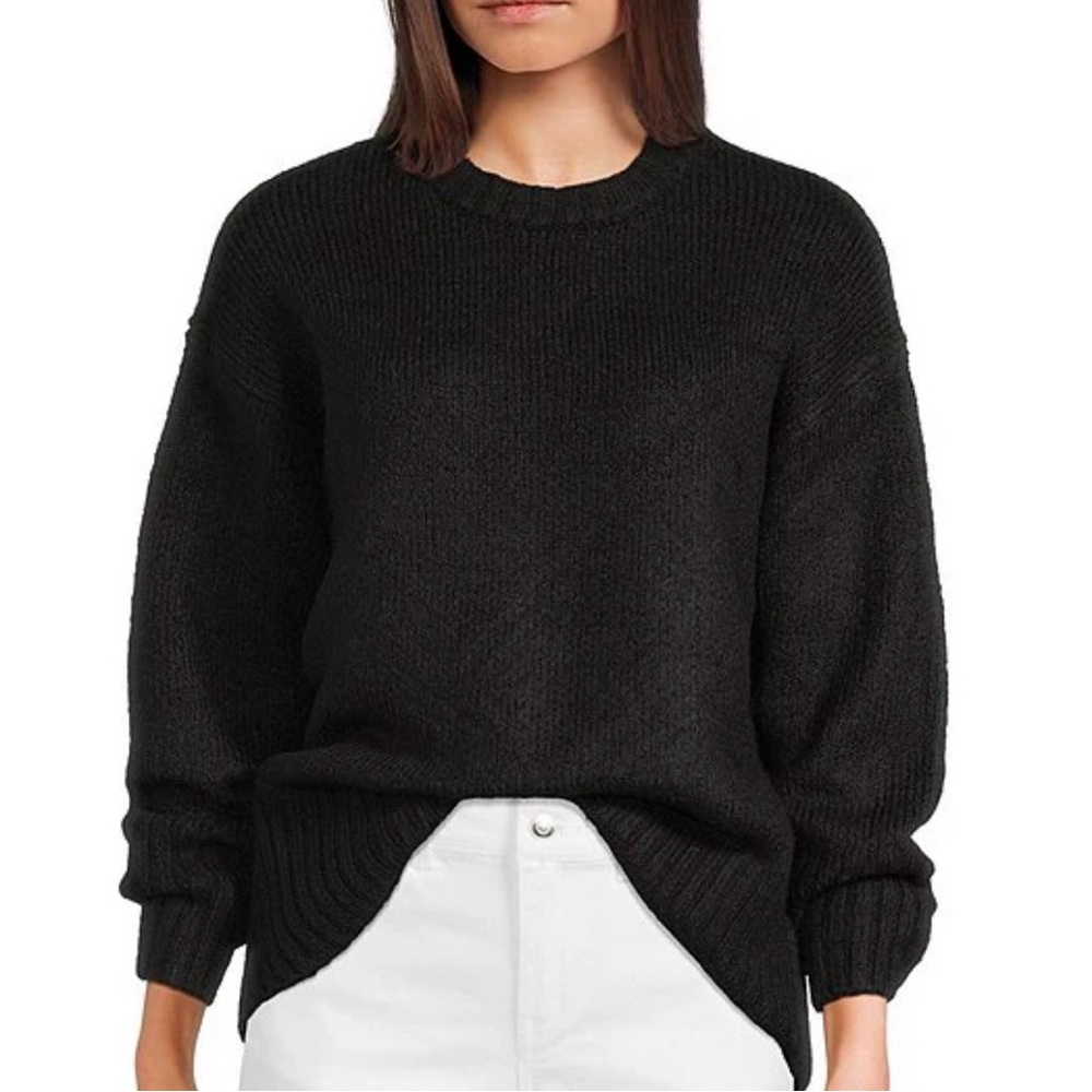 ARITZIA Wilfred  Knit Crewneck Sweater   Crochet Black Size Large